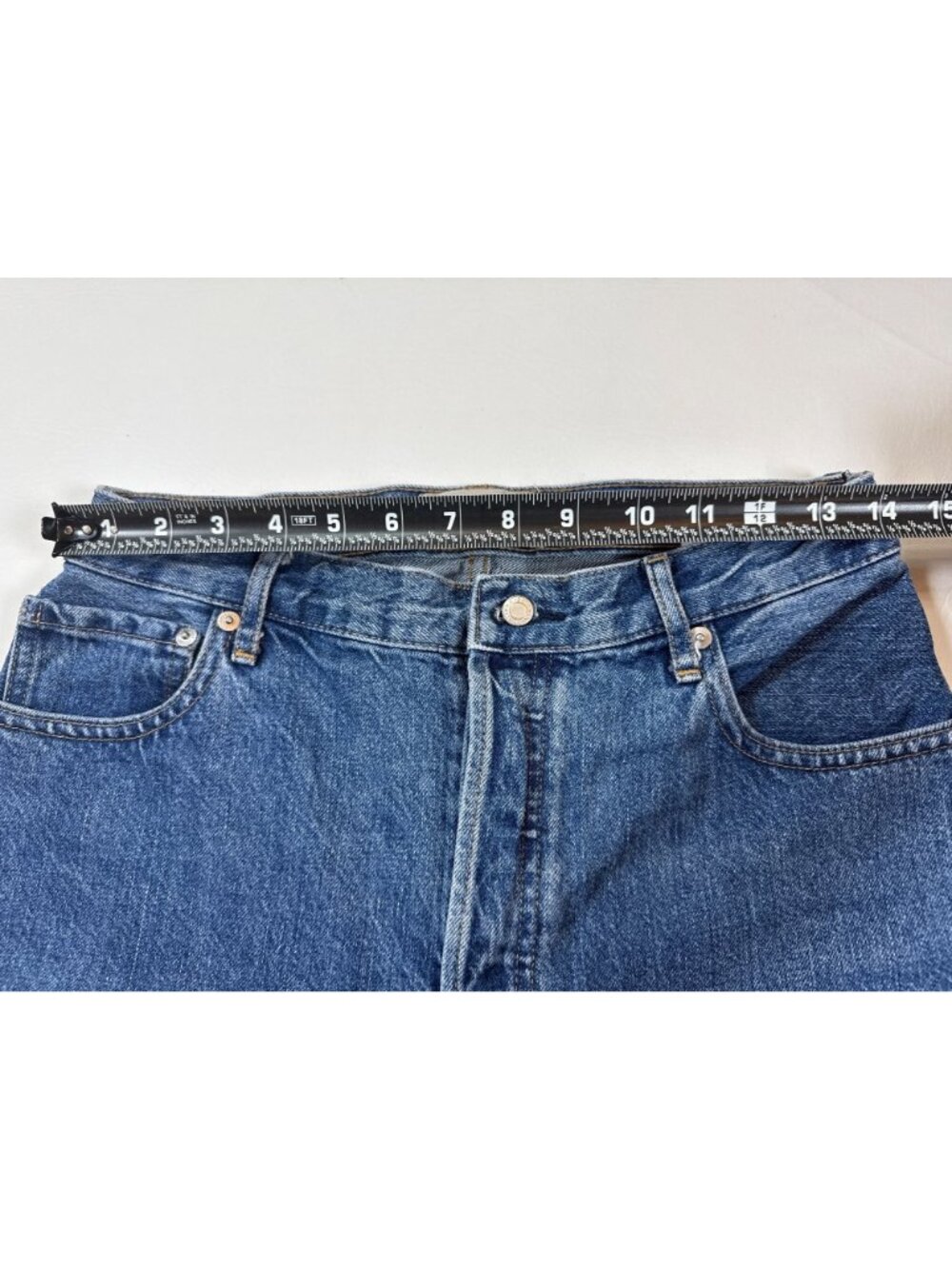 Everlane Cheeky Straight-Leg Blue Jeans Womens 31 Regular Button Fly (OO626) - Picture 5 of 9